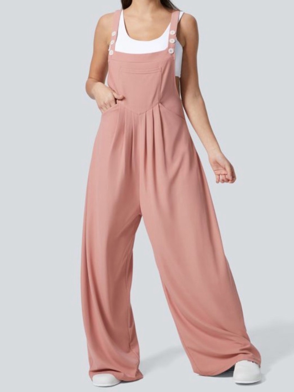 Women's Pink Wide-Leg Overalls Jumpsuit